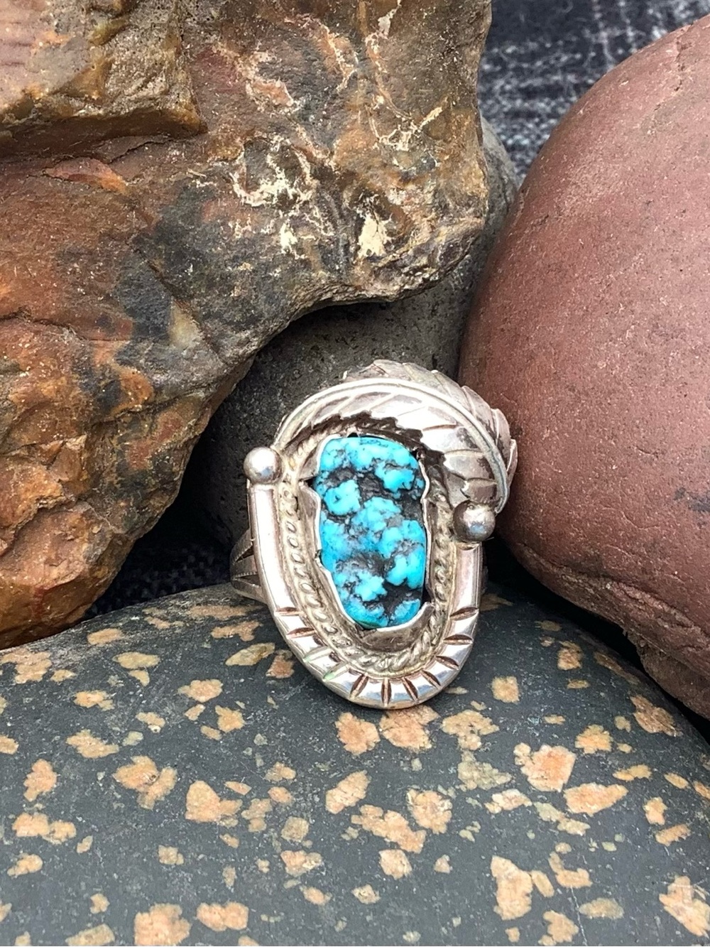 Vintage Turqoise Nugget Sterling Ring
